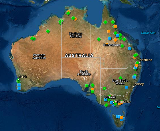 Map of projects across Australia