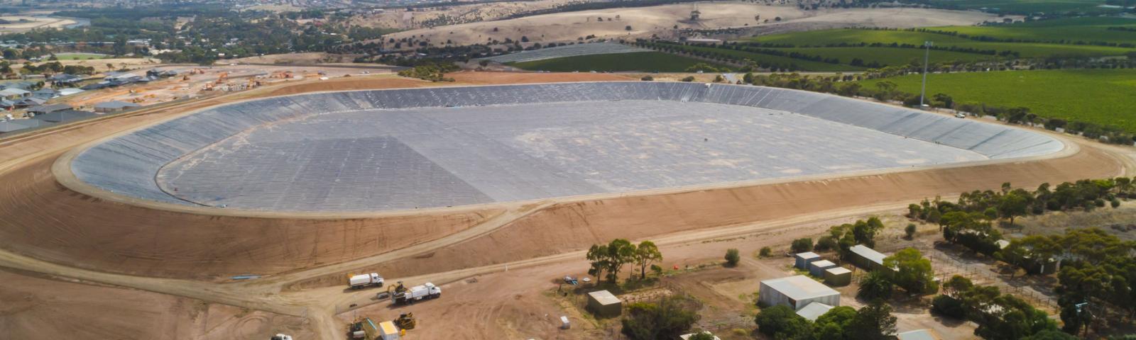 Aerial view of McLaren Vale Water Storage project in South Australia
