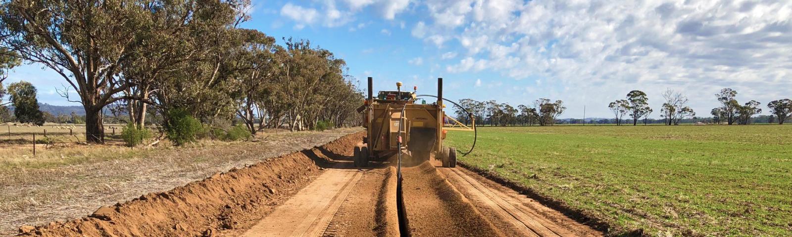 Laying pipeline at South West Loddon Rural Water Supply Project in Victoria