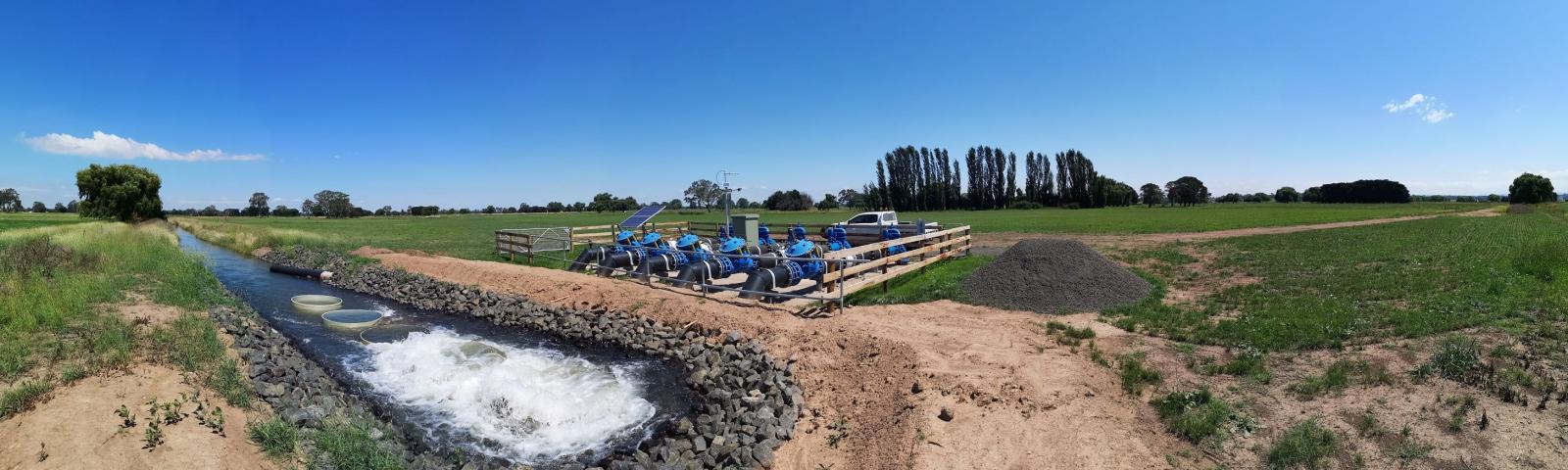 Five outlets structure at Macalister Irrigation District Modernisation Phase 1B Project in Victoria
