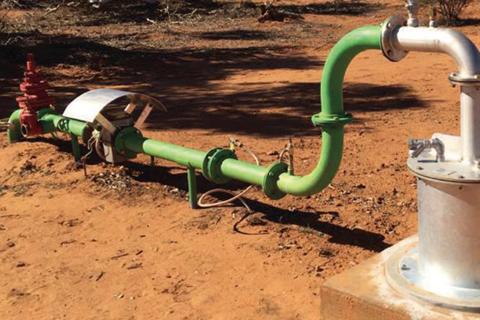 A water bore site displaying bore infrastructure and pipes