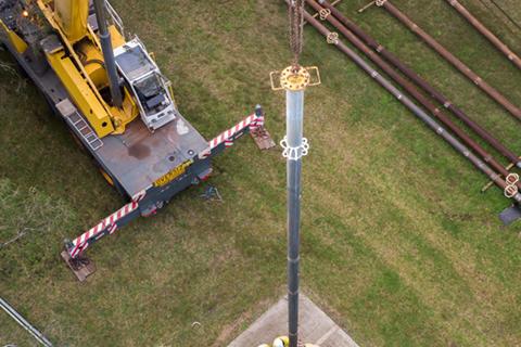 Crane operating near water piping and infrastructure