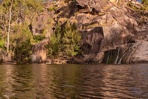Rocky river bank.