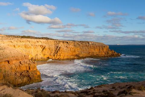 Rocky cliff by the sea at the Eyre Peninsula.