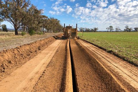 Laying pipeline at South West Loddon Rural Water Supply Project in Victoria