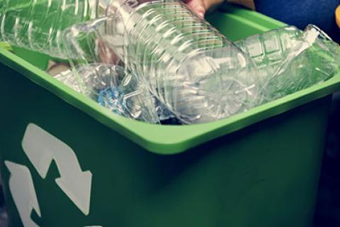 Plastic bottled water being recycled