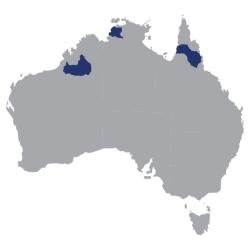 Aust map showing northern water catchment resources.