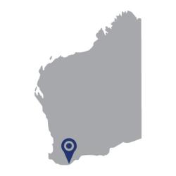WA map indicating lower greater southern region.